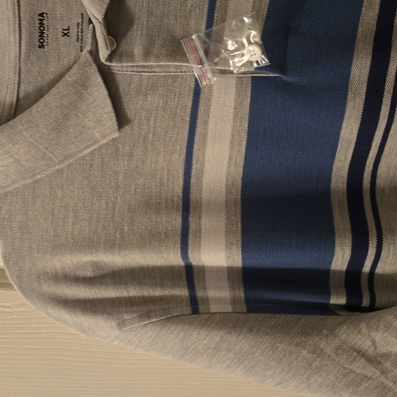 SONOMA BRAND MEN'S GRAY AND BLUE SHORT SLEEVE POLO SHIRT SIZE XL - Picture 5 of 13